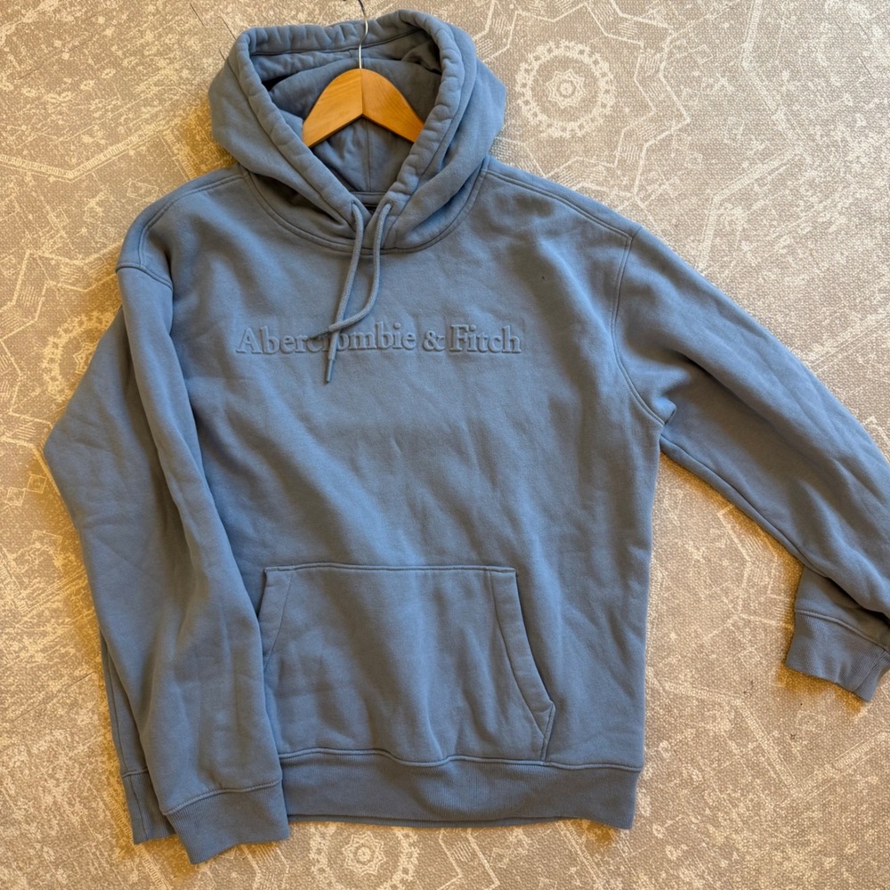 Abercrombie & Fitch Hoodie Mens Large Embossed Logo Fleece Sweatshirt Oversized